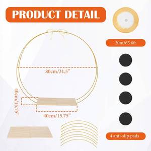 lot 5841 image: Wedding Arch Cake Display Stand Round Arch Cupcake Display Stand with Metal Hoop Gold Cake Display Stand with Wooden Base Tabletop Floral Cake Stand for Party Events Birthday Reception Supplies (23.6inch)