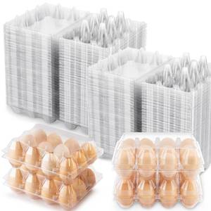 lot 5854 image: SINLUCESCE 100 Packs Egg Cartons Cheap BulkPlastic for 12 Eggs, Clear Egg Cartons 3  4 GridsPerfect for Refrigerator Chicken Farm Markets Commercial Business Market Display