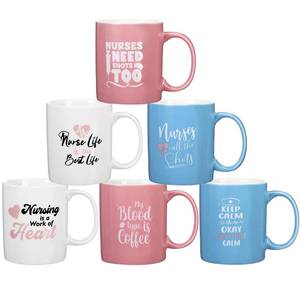lot 5863 image: Zubebe 6 Pieces Nurse Appreciation Gifts Coffee Mugs, 11oz Ceramic Inspirational Coffee Cups Thank You Cocoa Milk Tea Mugs for Coworker Colleagues Nurse Week Appreciation Gift