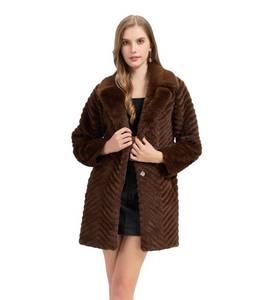 lot 5870 image: GRAN ORIENTE Womens Winter Faux Fur Coat Long Sleeve Warm Short Jacket GK138A-Coffee-XL