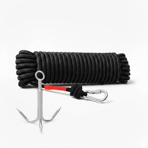 lot 6274 image: Ant Mag 3 Claw Grappling Hook with 6mm 20m Rope Heavy Duty Stainless Steel Carabiner for Outdoor Gear Retrieval Camping and Water Rescue Operations,Small