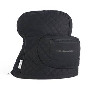 lot 6283 image: KITCHENAID Fitted Tilt-Head Solid Stand Mixer Cover with Storage Pocket, Quilted 100percent Cotton, Matte Black, 14.4inx18inx10in, NEW AND IMPROVED FIT