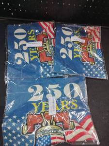 lot 6306 image: ZXvZYT 250 Years of Freedom America Garden Flag,Semiquincentennial,USA 250th Anniversary Patriotic Clock Design Flags Banner Double Sided Flax Outdoor Yard Decorative(12inx 18in) lot of 3