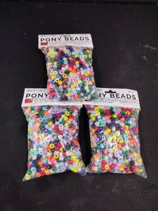lot 6307 image: Mahitoi Pony Beads Multi Opaque 1000pc 9mm - Set of 3 Bags lot of 3