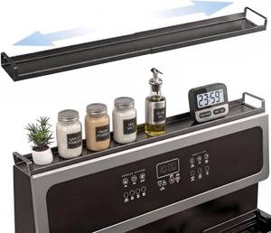 lot 6321 image: AWOKE Magnetic Over the Stove Shelf, 16in to 30in Extendable Steel Spice Rack for Back of Stove, Above Oven Storage Organizer, Stove Top Shelf for Kitchen Range, Heat Resistant Ledge for Spices and Oils