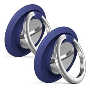 lot 6351 image: 2 Pack Round Sparkling Cell Phone Ring Holder Stand,360 Degree Rotation and 180 Degree Adjustable Finger Ring Kickstand with Polished MetalPhone Grip (Deep Blue)