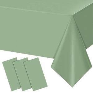 lot 6352 image: 3Pack Sage Green Plastic Tablecloths for Rectangle Tables, Light Green Disposable Tablecloth, Waterproof Sage Green Table Cover for Birthday Bridal Wedding Baby Shower Party Decorations, 54 X 108Inch