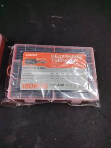 lot 6371 image: Dowire 180 Piece Heat Shrink Tubing Kit - Black Assorted Sizes lot of 2