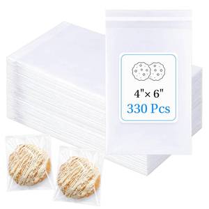 lot 6374 image: Cherodada 330 Pcs Cookie Bags with Seal, 4x6 Inches Self Sealing Cellophane Bags, Clear Cookie Bags Resealable Treat Bags for Packaging Cookies for Party Favors, Chocolate, Candy, Gift, Snack
