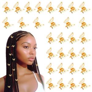 lot 6386 image: Ouligay 30 Pcs Gold Butterfly Hair Clips for Women,Hair Rings for Braids Accessories,Hollow Butterfly Metal Claw Clips Strong Hold,3D Gold Jewelry for Women Fashion Styling