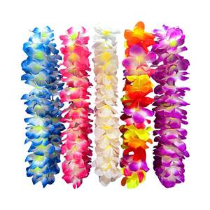 lot 6389 image: A5PCS Vibrant Hawaiian Flower Leis for Luau Parties - Tropical Party Decorations and Favors, Soft Silk-Like Garland Necklaces for Birthdays, Weddings and Summer Events