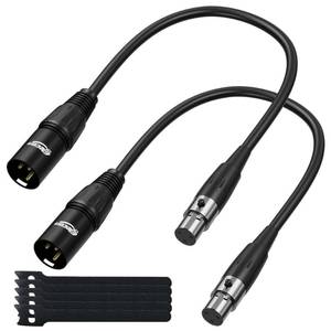 lot 11609 image: Elecan 3 Pin XLR Male to Mini XLR Female (TA3F) Microphone Cable Adapter 1 Ft2 Pack for Blackmagic Pocket Cinema Camera BMPCC Video Assist 4K Sharp 8K and C70, Pro Lapel Audio Replacement Cable