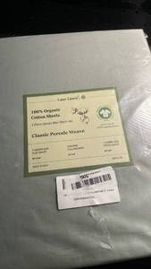lot 11618 image: Lane Linen 100percent Organic Cotton Queen Sheet Set - Cool Blue