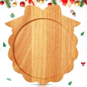 lot 11639 image: Bokon 12in Wreath Christmas Charcuterie Board Wooden Cutting Board Xmas Serving Platter Tray Cookie Plate for Cheese Bread Dessert Fruit, Gift for Christmas Party Holiday Decoration(Rubber Wood)