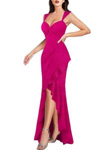 lot 11648 image: VFSHOW Womens Sexy Sweetheart Neckline Backless Ruched Ruffle Slit Formal Prom Evening Maxi Long Dress 2023 Glitter Sparkly Twist Front Gown (Hot Pink Large) 10511AV HPIK L
