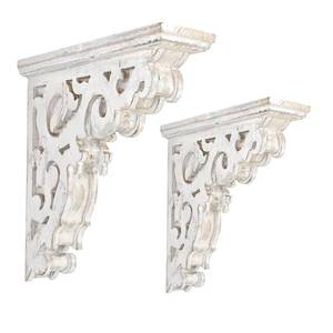 lot 11674 image: Chadechimo Set of 2 Corbels for Shelves Decorative Wood Shelf Brackets, L10.63 x W3.15 x H11.22 Inch, Farmhouse Wood Corbels Distressed Floating Shelves Brackets for Home Decor