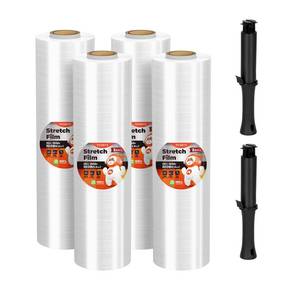 lot 11681 image: MUNBYN Shrink Wrap, Stretch Wrap with Handles, Stretch Film Roll Industrial Strength, Plastic Wrap for Pallet Wrapping Shipping Moving, 15 Inch x 1000 Ft, 2 Pack, 60 Gauge