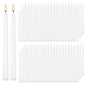 lot 11682 image: YOROXRG 100Pack White Taper Candles, 7-8 Hours Burn Time, Unscented, Smokeless and Dripless, 0.75 x 10 Inch Dinner Candle Set for Household, Wedding, Party and Home Dcor Candlesticks