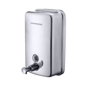 lot 12004 image: VANNSOO Commercial Soap Dispenser Wall Mount Stainless Steel Manual Liquid Pump Rust-Proof Leak Free for Bathroom (34 fl.oz.1000ml) (Used)