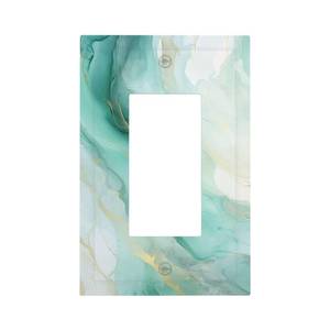 lot 12348 image: Lqzazyr Decorative Outlet Covers Teal Gold Marble Abstract Fluid 1 Gang Single Rocker Gfci Wall Plates Electrical Switch Plate Cover Light Switch Cover Plate For Living Room Home Decor