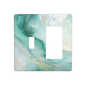 lot 12350 image: Lqzazyr Outlet Covers Teal Gold Marble Abstract Fluid 1 Toggle 1 Rocker Combo Light Switch Cover Plate Electrical Wall Plate Electrical Switch Plates For Living Room Home Decor
