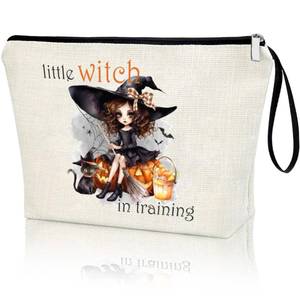 lot 12373 image: Witch Gifts Cosmetic Bag LITTLE WITCH IN TRAINING Zipper Organiser Pouch Fun Witch Decoration Magic Staff Makeup Bag Gift for Christmas Halloween Thanksgiving