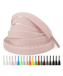 lot 12396 image: Handshop 2 Pairs Flat Sneaker Shoe Laces 25in in 20 Colors, Wide Shoelaces for Athletic, Skate Shoes Naked Pink 63 Inch