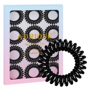 lot 12412 image: ADRIONE Black Spiral Hair Ties for Women, Girls and Kids 72 Bulk Pack - Plastic No Crease Coil Hair Ties for All Hair Types - No Damage, Tangle Free, No Dent, Unbreakable Phone Cord Ponytail Holders