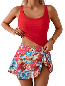 lot 12415 image: Eomenie Tankini Swimsuit for Women Tummy Control Two Piece Bathing Suit High Waisted Tank Top with Swim Skirt