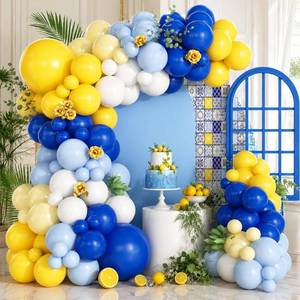 lot 12418 image: Blue Yellow Lemon Balloon Garland Arch Kit,Royal Blue Yellow White Balloons for Summer Baby Shower Bridal Wedding Graduation Birthday Lemonade Theme Party Decorations