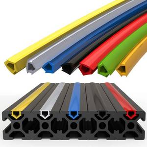 lot 12429 image: 6 Meters Dust Protection Soft Cover, 8mm Slot 30 Series Aluminum Extrusion Profile Flat Seal, BlackSilverBlueRedYellow (Blue)