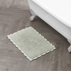 lot 12434 image: Laura Ashley Heathered Crochet Border 100percent Cotton 17inx24in Skid-Resistant Bath Rug, Sage Green