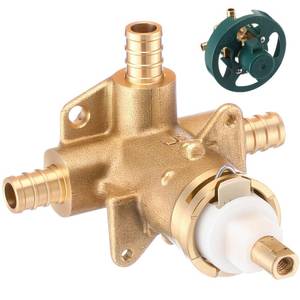 lot 12442 image: Rossesay FP62325PF Rough In Brass Compatible with Posi-Temp Pressure Balancing Tube Cycling Shower Valve with Stops, 12-Inch IPS Connections, Lead-Free, 1222 Faucet Cartridge