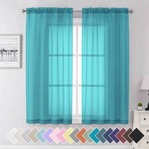lot 12446 image: Aiyufeng Turquoise Sheer Curtains 63 Inch Length 2 Panels Set, Light Filtering Airy Rod Pocket Turquoise Window Curtain Treatment Drapes for Kitchen Bedroom Living, Each 40Wx63L Inches