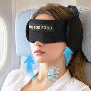 lot 12454 image: ARLIKSI Travel Pillows for Airplanes, Airplane Pillow for Long Flights Sleeping Travel, Airplane Head Strap with Eye Mask 360° Support Headrest for Plane Road Trip Sleep, Stop Head BobbingBlack