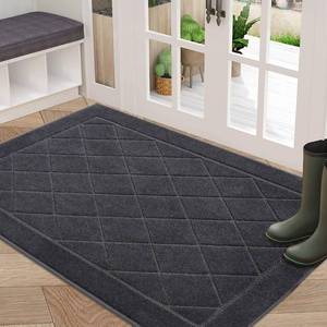 lot 13245 image: BEQHAUSE Dirt Trapper Door Mat 32in x 48in, Doormat Non-Slip Entryway Rugs Washable, Dog Door Mat Stain Resistant and Absorbent Welcome Floor Mat for Front Back Door, Mud Wet Shoes and Paws, Dark Grey