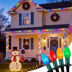 lot 13263 image: Christmas Pathway Lights Outdoor, 102.8 Ft Driveway Christmas Lights with 80 Multicolor Bulbs and Stakes, Connectable Outdoor Decorations Yard Walkway Sidewalk Holiday, Multicolor
