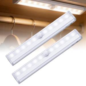 lot 14010 image: Glossiness Motion Sensor LED Night Light, 2 Pack Battery Powered Under Counter Light with Magnetic Mount for Bedroom, Hallway, Easy Stick-On Magnetic Mount, No Wiring Needed, White