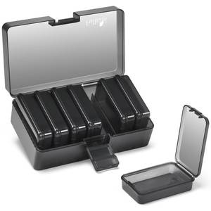 lot 14341 image: Fullicon Small Pill Organizer for Purse, Daily Travel Medicine Pill Case, Weekly 7 Day Daily Pill Box, Pocket Pharmacy Pill Container Dispenser Holder with Labels for Supplement and Vitamins (Black)