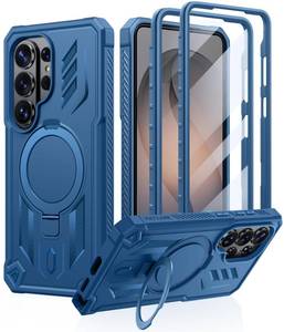 lot 14375 image: FNTCASE for Samsung Galaxy S26-Ultra Case Magnetic Phone Cases with Ring Kickstand 2 Front Frames Built-in Screen Protector Heavy Duty Military Grade Protection Drop Proof TPU Cover Blue