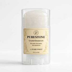 lot 14398 image: Ivory Point Purestone Crystal Deodorant Stick � Natural Mineral Salt Deodorant, Aluminum Free, Unscented Natural Deodorant for Women and Men, Long Lasting Mineral Deodorant Protection