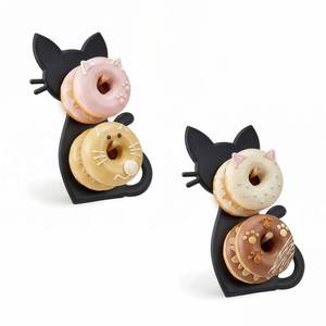 lot 14402 image: WOPARTY 2 Pack Set Cat Metal Donut Display Stand (Black)