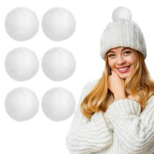 lot 14437 image: Ouligay 6 Pieces Faux Fur Fluffy Pom Pom Balls White Pom Poms Craft Pom Poms Pompoms DIY for Shoes Scarves Gloves Beanies Key Chain Charms Accessories