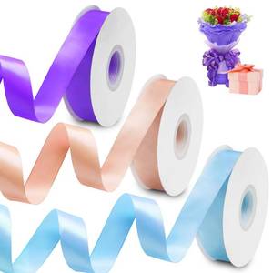 lot 14445 image: Fabric Ribbons Satin Ribbons, SENHAI 1 Inch 40 Yards Champaign and Purple and Sky Blue Craft Fabric Ribbon for Bows Craft, Wedding Flower Bouquet Accessories, Gift Wrapping and Party Decoration