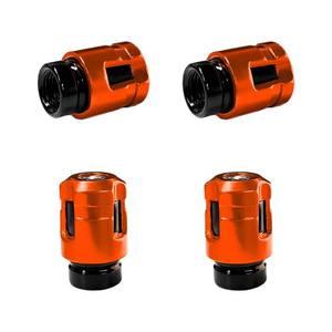 lot 14463 image: YTFRL 4 PCS Car Tire Valve Stem Caps, Unique Shape Corrosion-Resistant Aluminum Auto Wheel Valve Covers, Dustproof Leak-Proof Tire Air Caps for Trucks SUVs Motorcycles Bicycles (Orange)