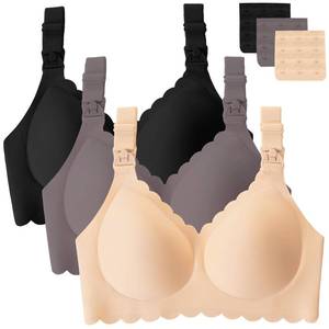 lot 14465 image: Gailife 3 Pack Nursing Bras for Breastfeeding Seamless Wireless Maternity Bras for Pregnancy Soft Sleep Breastfeeding Bra-BKBGGR,S