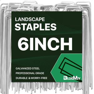 lot 14473 image: BLOSMIY 25-Pack Landscape Staples 6 inch, 11 Gauge Galvanized Lawn Staples, Sturdy Garden Stakes for Effortlessly Securing Weed Barrier Fabric, Ground Stabilization and Tackling Outdoor Yard Work
