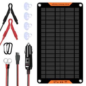lot 14485 image: 12 Volt 10 Watt Solar Car Battery Charger and Maintainer, Solar Panel Trickle Charger, with Alligator Clipand Cigarette Lighter PlugAdapter for Car, Boat, Automotive, Motorcycle, RV