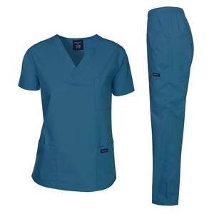 lot 14489 image: Dagacci Medical Uniform Womens Medical Scrub Set Shirt Top and Pant, Caribbean_, Large,