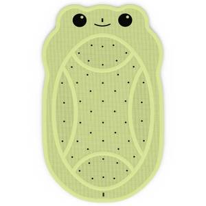lot 14494 image: Upgraded Kids Bathtub Mat Non Slip, Low-Odor Natural Rubber Bath Mat with Strong 18mm Suction Cups, Flat Non-Slip Surface, 30inx18in Cute Frog Design, Shower Mat Fast Draining for Smooth Tubs, Green